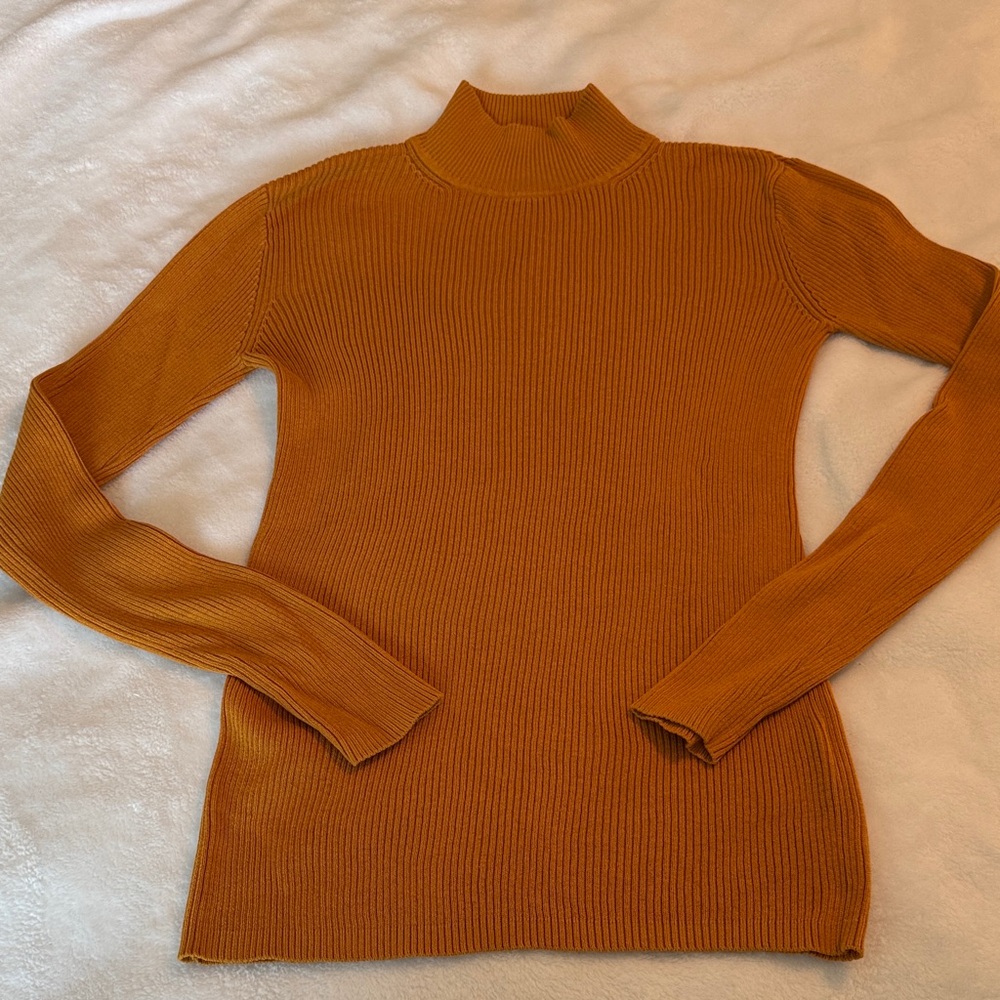 Gorgeous Pendleton Silk &Cotton Ribbed Mock Neck Sweater